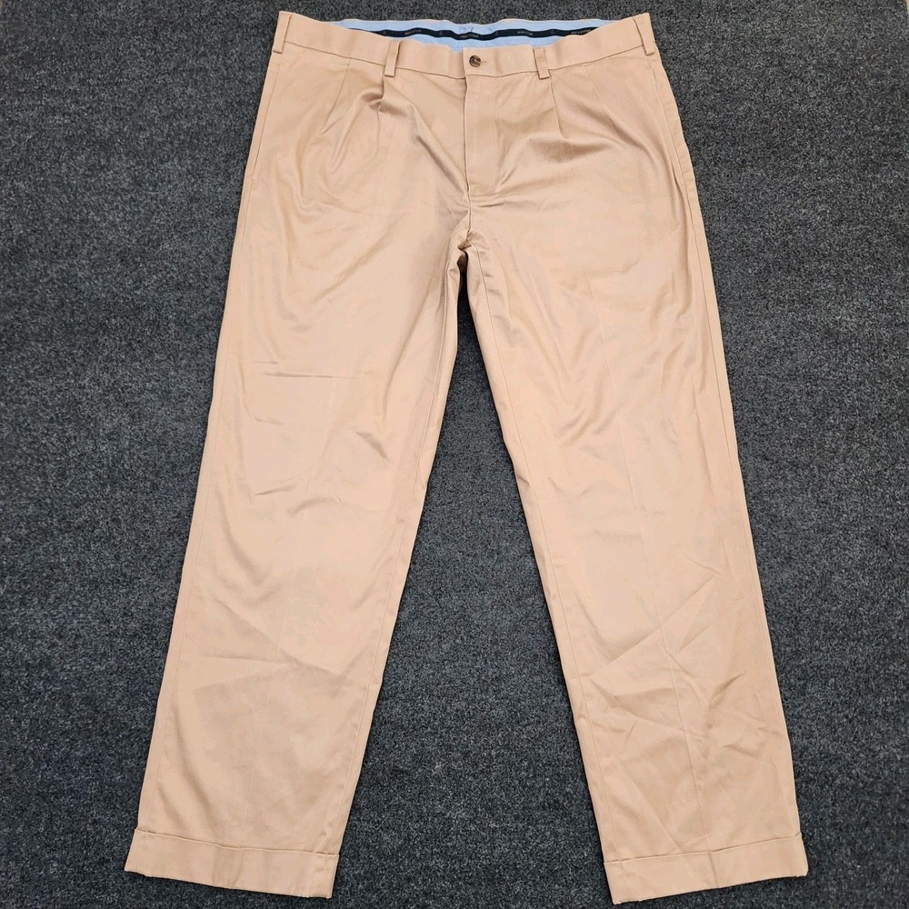 Brooks Brothers 38x31 Tan Elliot Advantage Chino Stretch Pleated Cuffed Pants